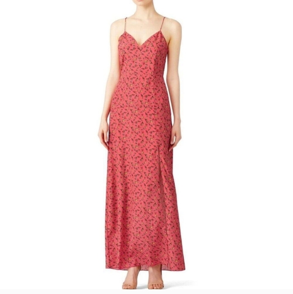 Slate and Willow Pink Rose Floral Maxi Slip Dress Size 4 - Picture 1 of 10